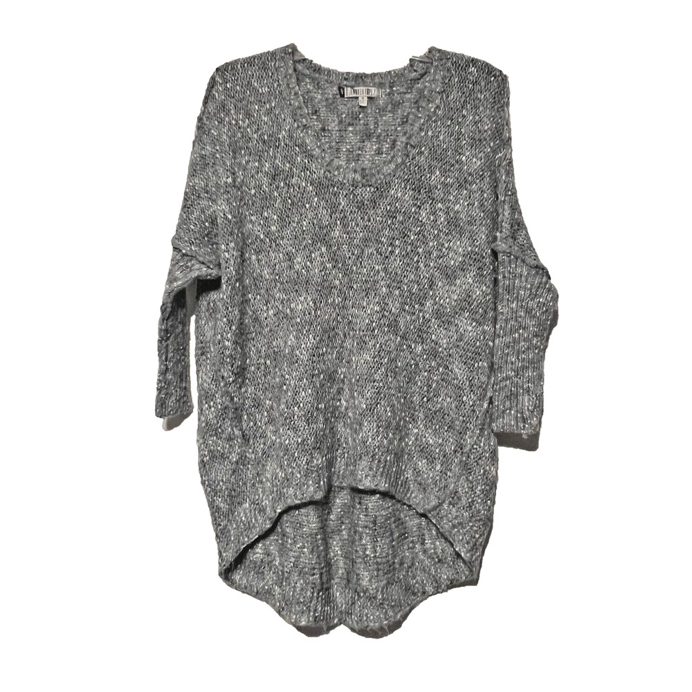 Jennifer Lopez Sweater Womens Medium Blue Gray Metallic Slouchy Soft Chunky Glam